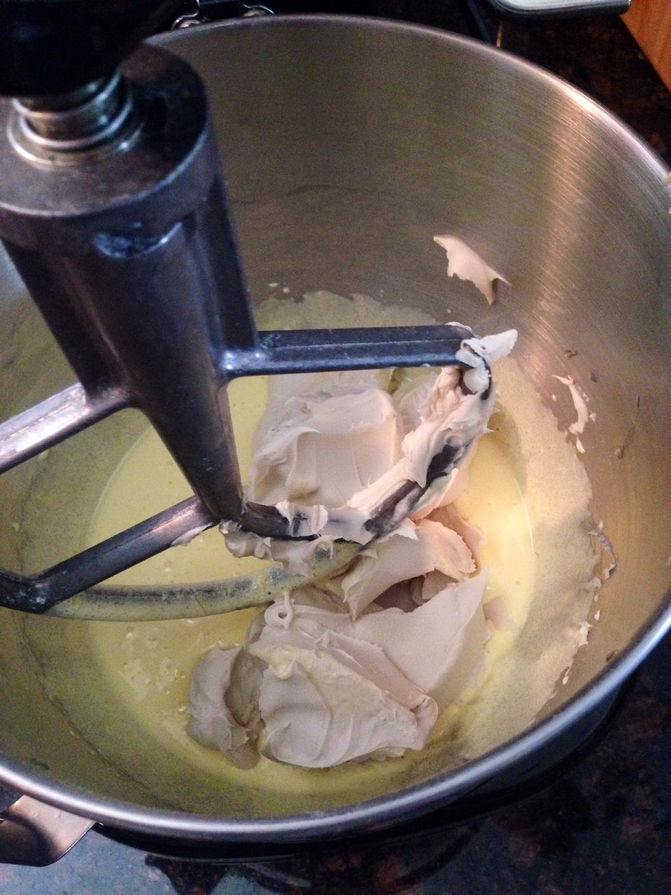 Now add the 16 oz of cheese. Continue to blend on a medium speed.