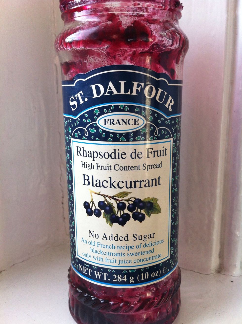 Now add the blackcurrant jam (I particularly fond of this one) and the sugar syrup. Add ice to the shaker and shake hard.