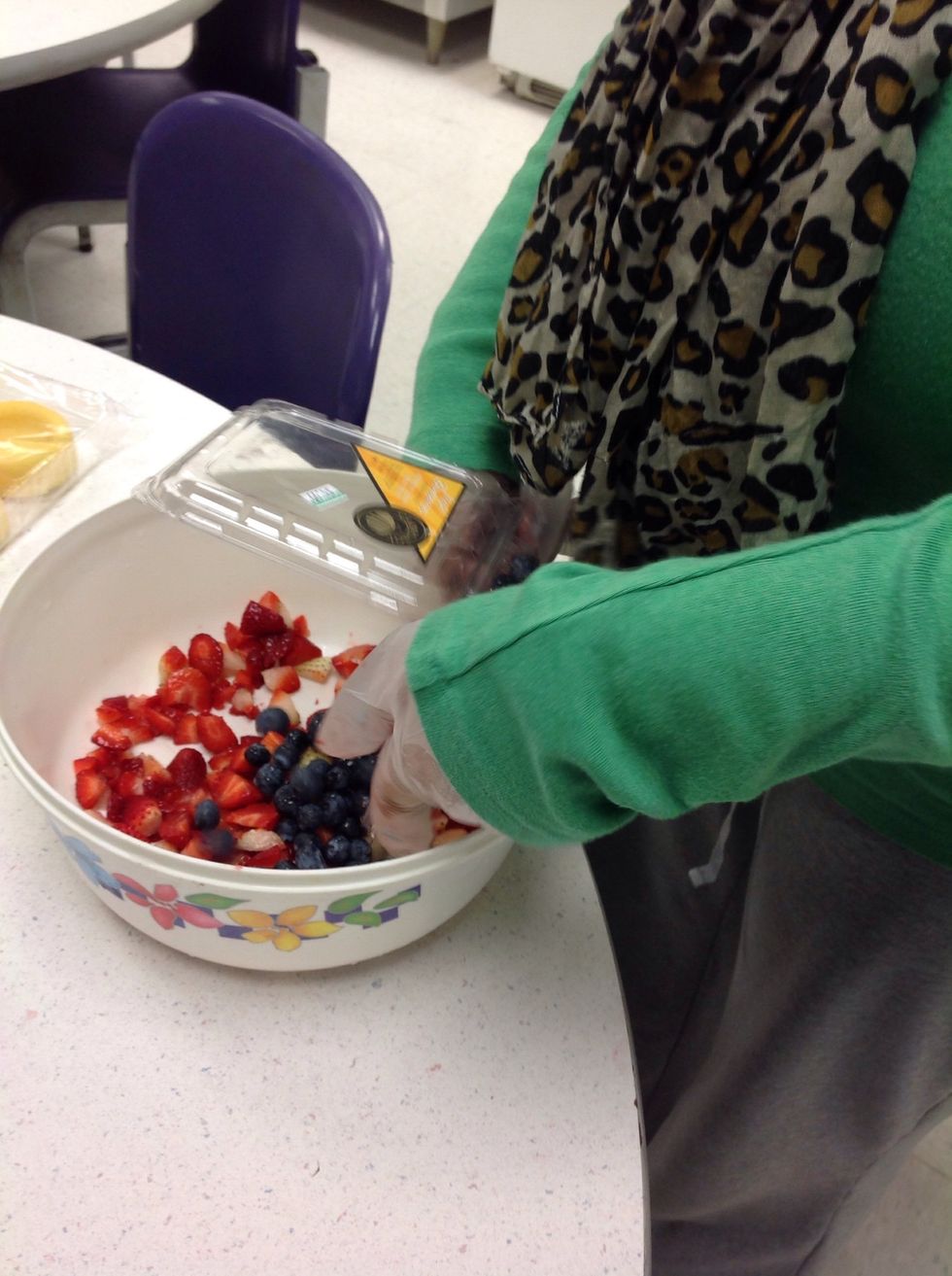 Now add the blueberries
