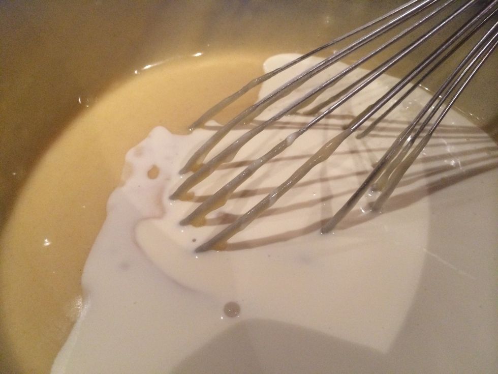 Now add the cream (milk will work perfectly to).