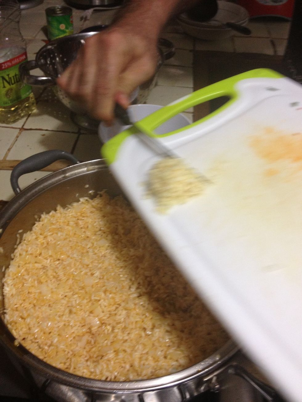 Now, add the garlic.