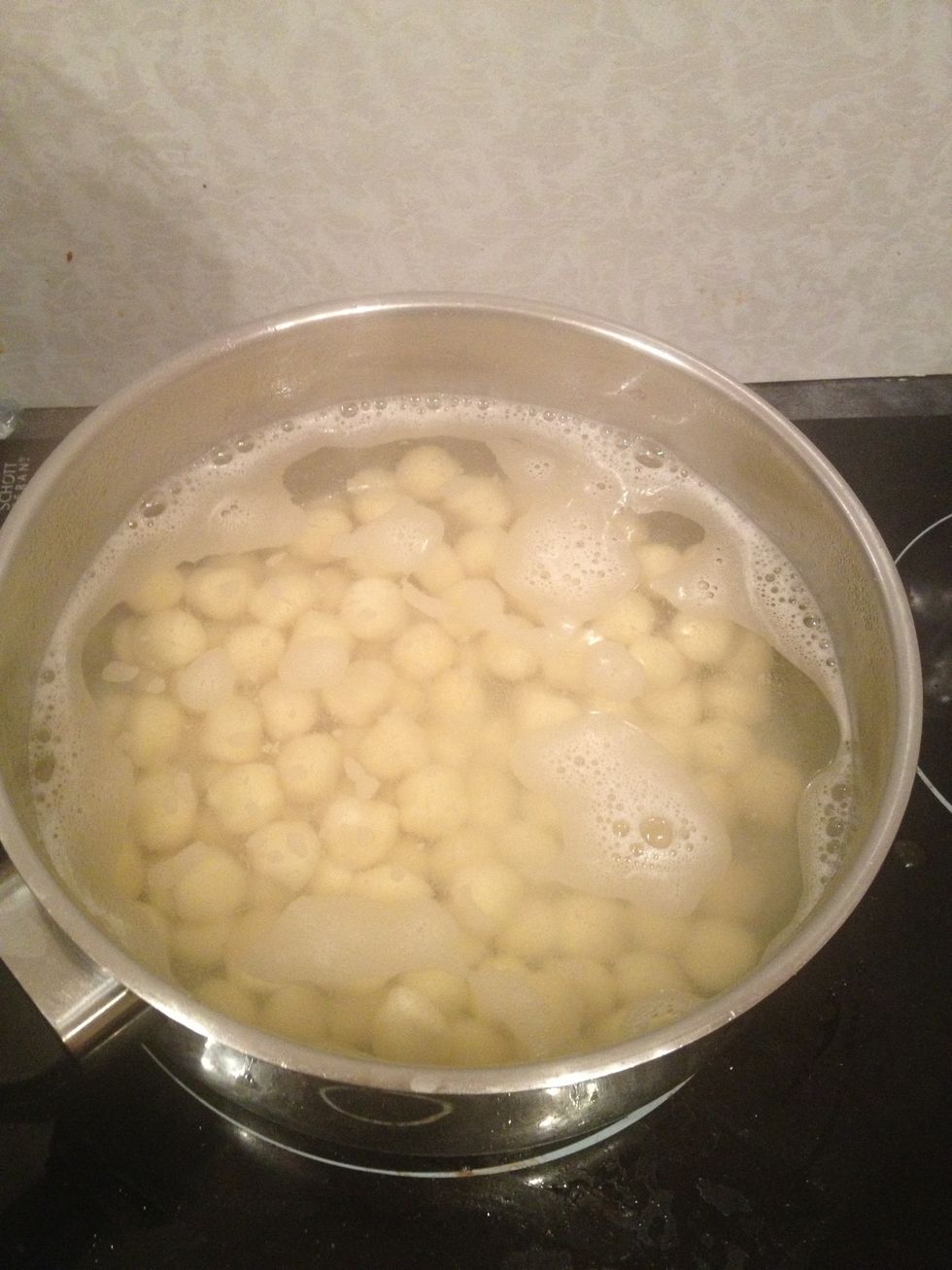 Now add the Gnocci to the boiling water. They literally only take 2-3 minutes to cook and they will float to the top when they are done.