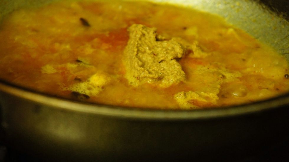 Now add the ingredients paste to the boiling masala..