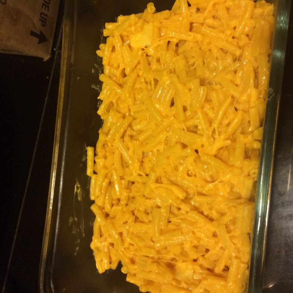Now add the macaroni to the pan with the panko