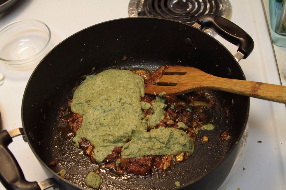 Now add the prepared paste to the pan