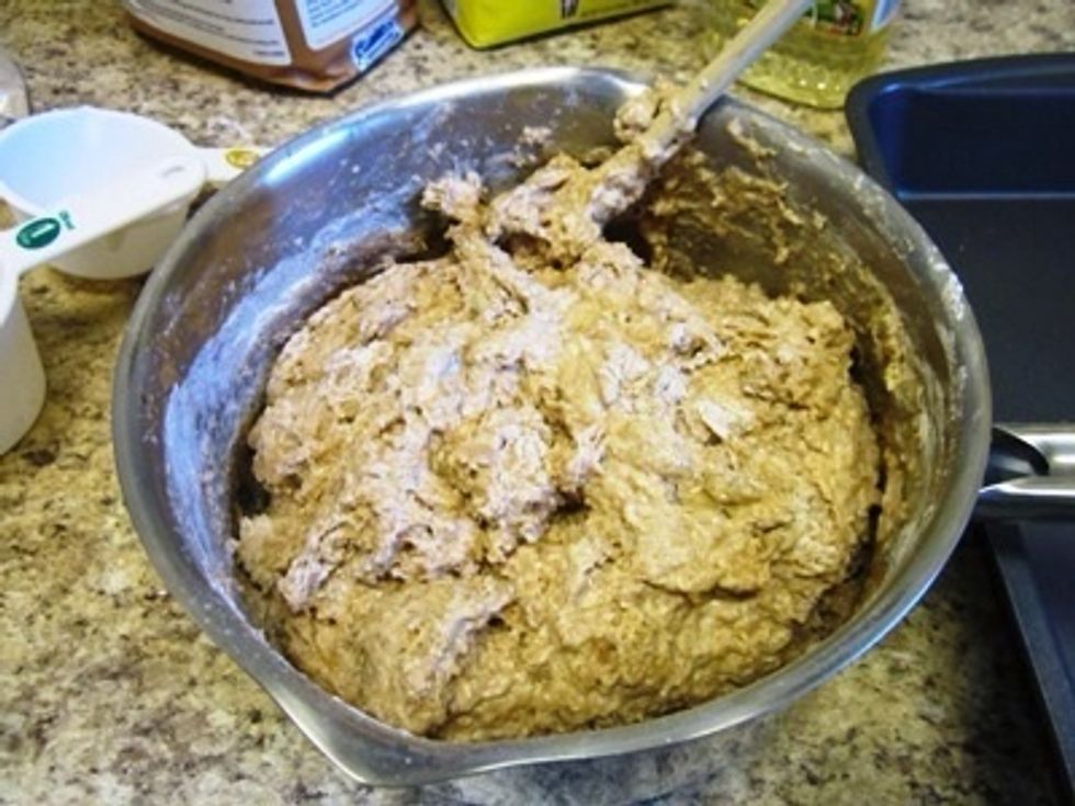 Now add the rest of the flour (2 cups). Depending on how wet it all is, you may need to add more flour. I usually add an extra cup.