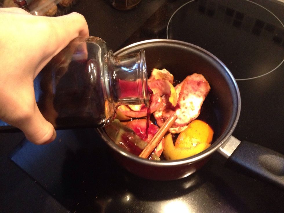 Now, add the rest of the wine.