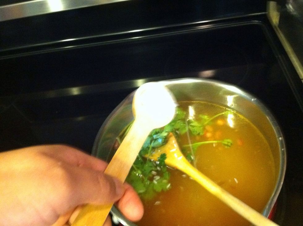 Now add the rice. Bring to a boil.