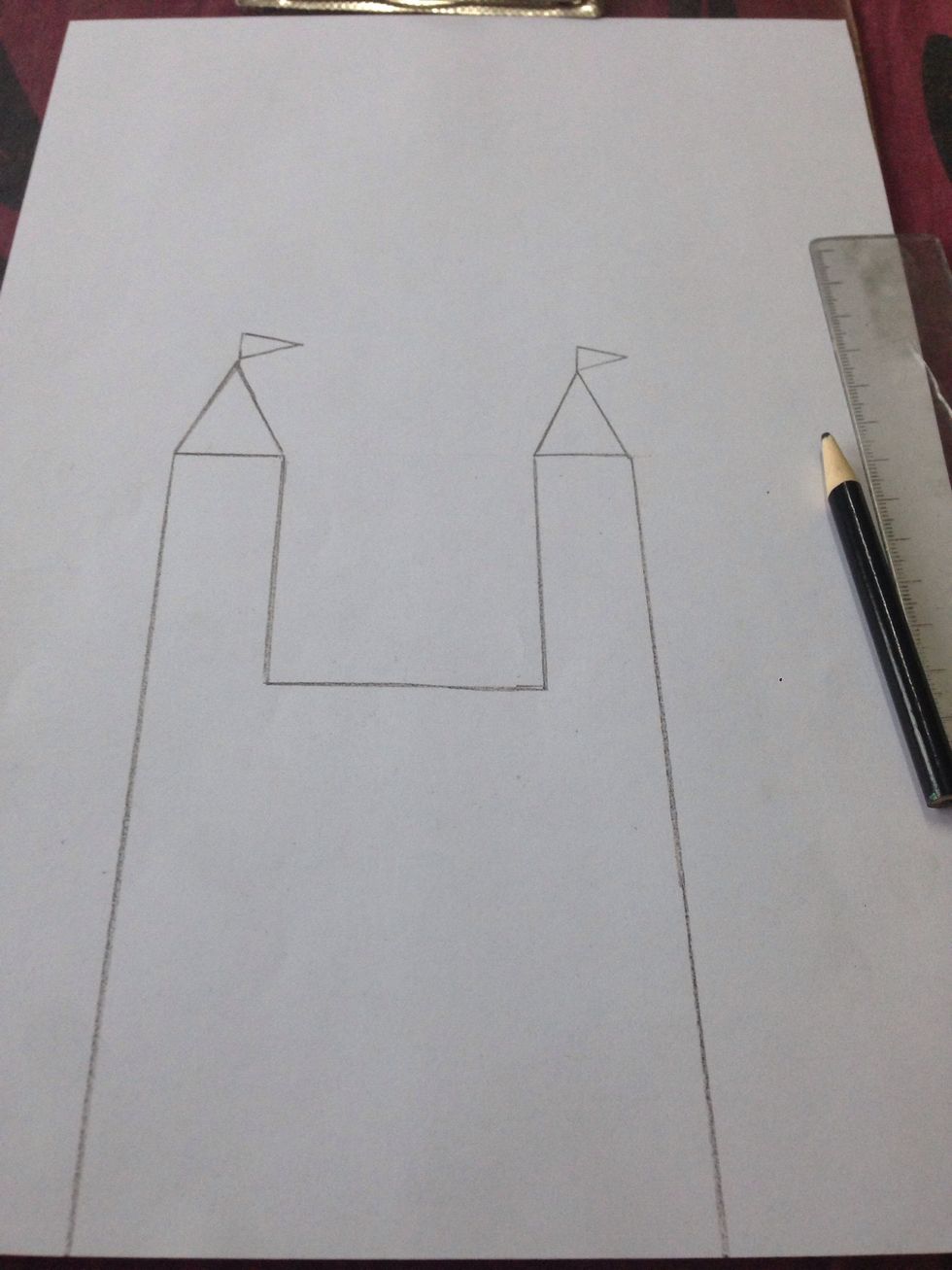 Now add the roof and flag on its top .