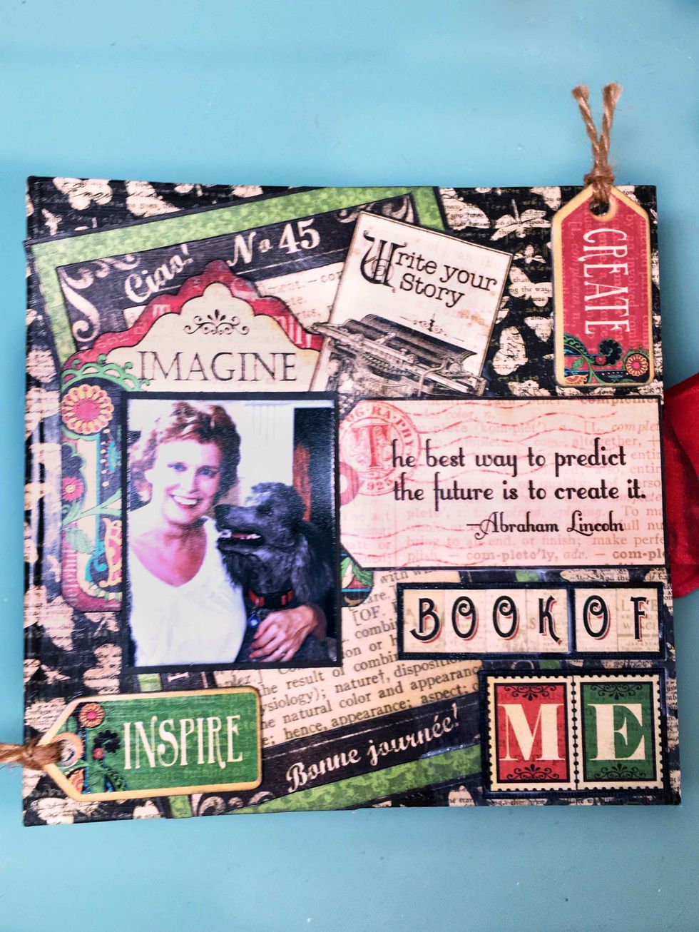 Now add the titles, chipboard tags, and your photo. Do not use Matte Medium on the surface of your photo.