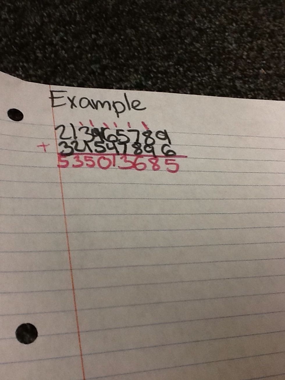 Now add the two numbers together. Remember to DOUBLE CHECK YOUR MATH or this mathematical magic will not work.