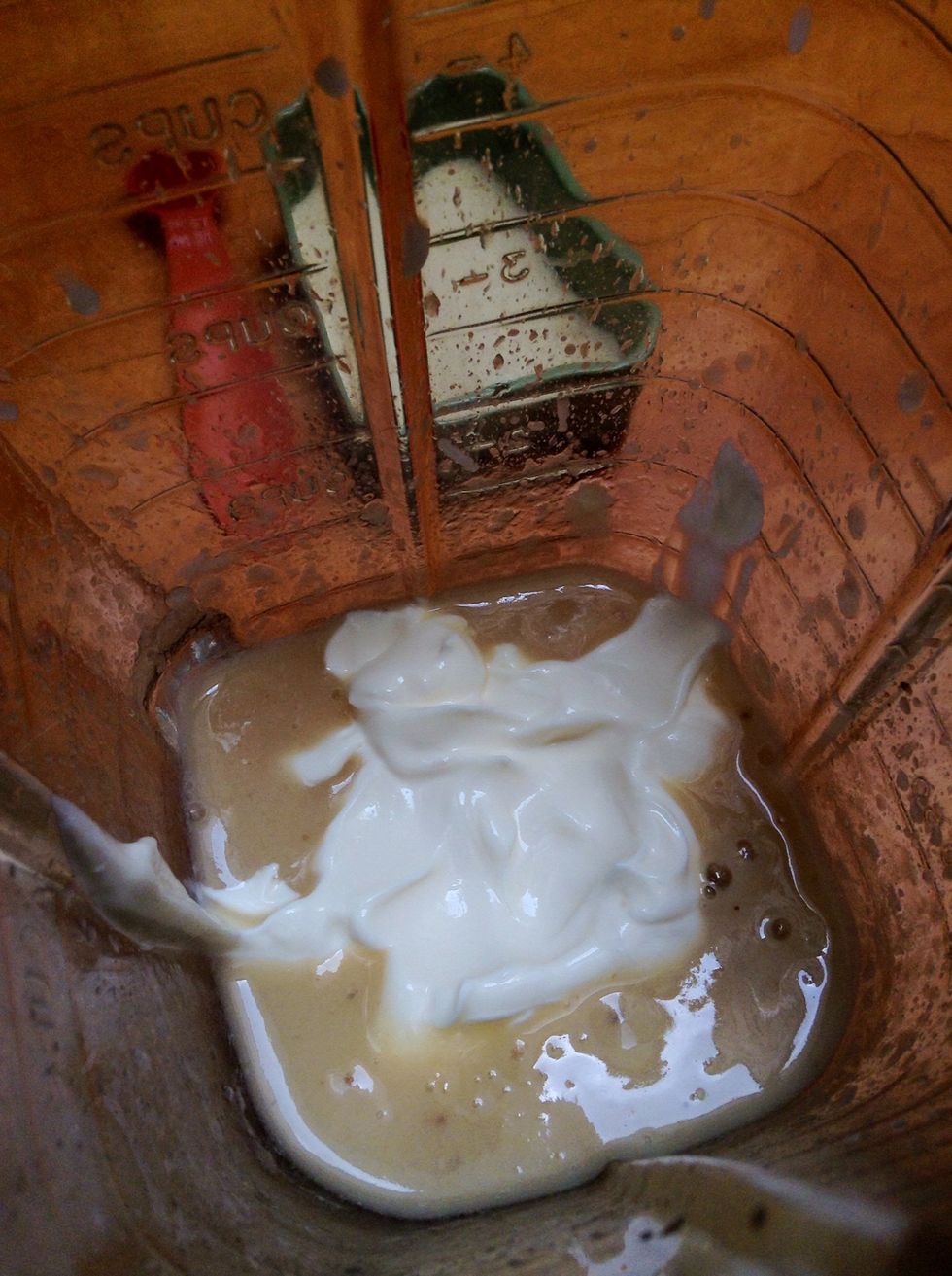 Now add the yogurt and blend until it's completely broken up \ud83c\udf1e