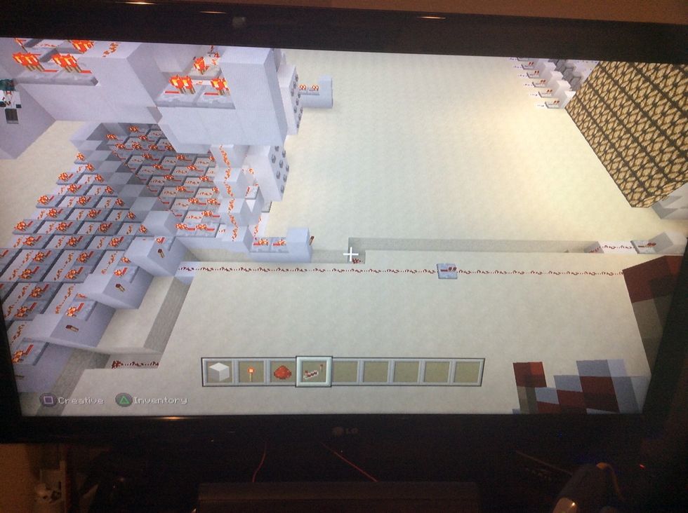 Now add this block and the redstone and repeater here.