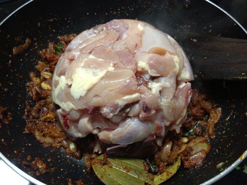 Now, add thoroughly washed chicken