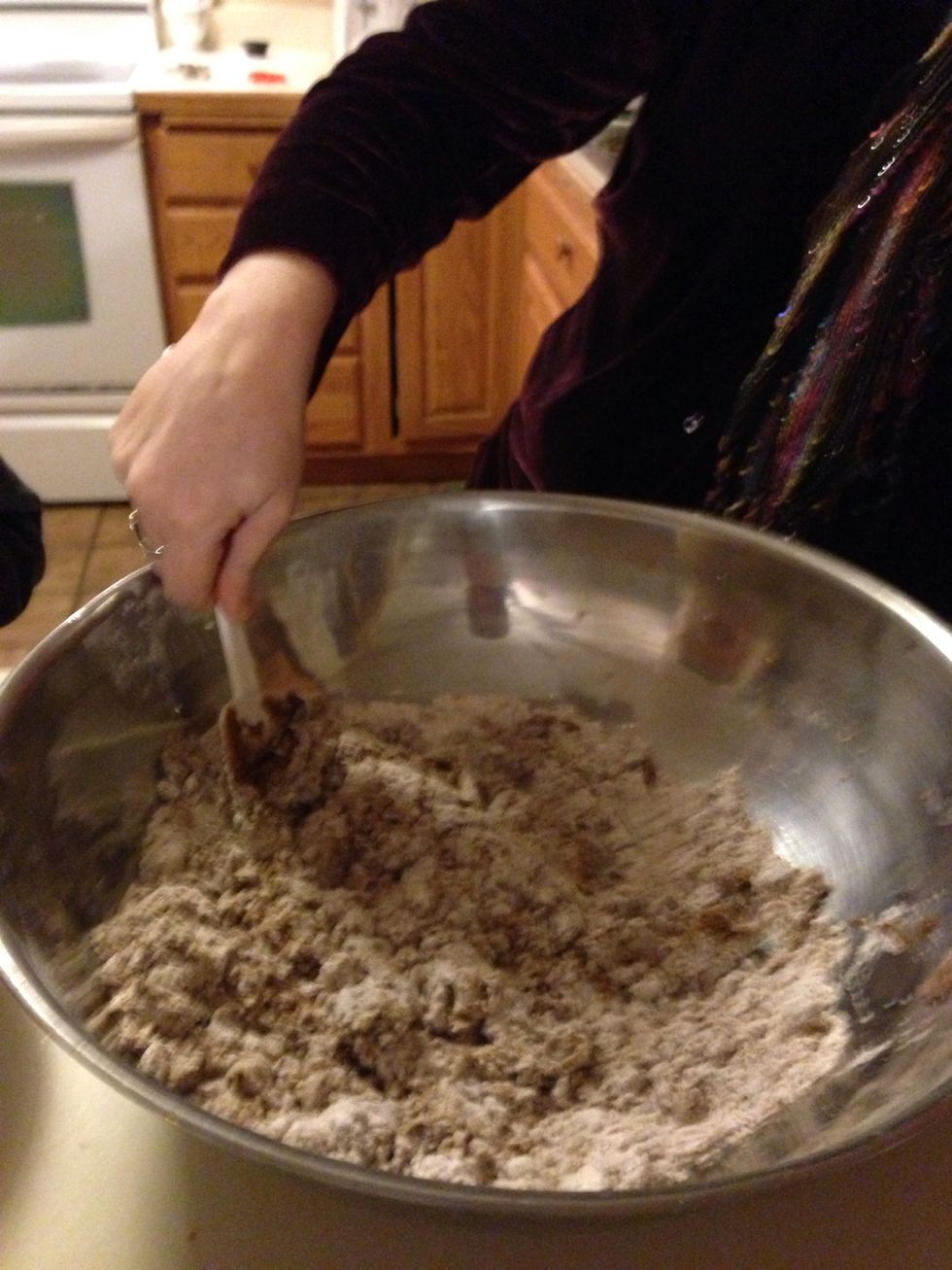 Now add to flour