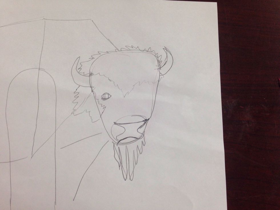 Now adding texture using free form shapes and jagged lines.