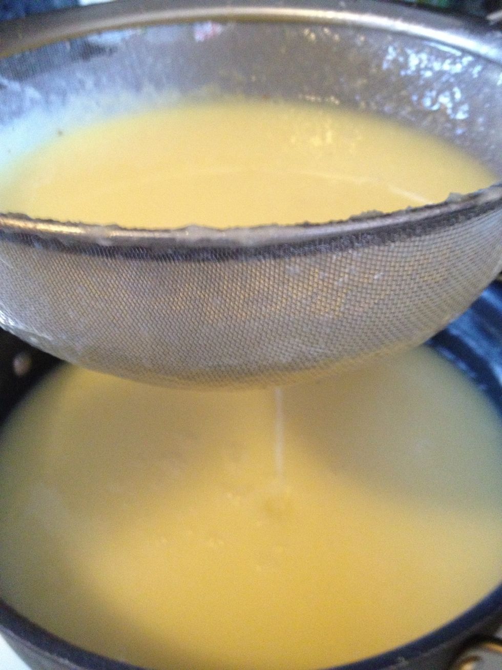 Now after you have blended this well, pass the liquid through a sieve and discard anything that has not blended. I like my juice nice and smooth.