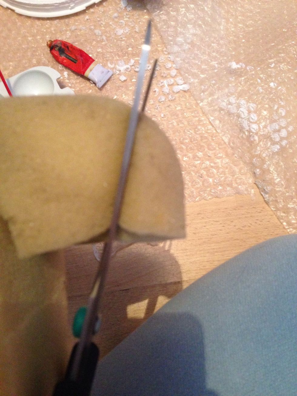 Now again snip a corner off a sponge a lot smaller than the first one you used. If your vase has detail in like this one even the base try and cut the sponge at a triangle for best effects