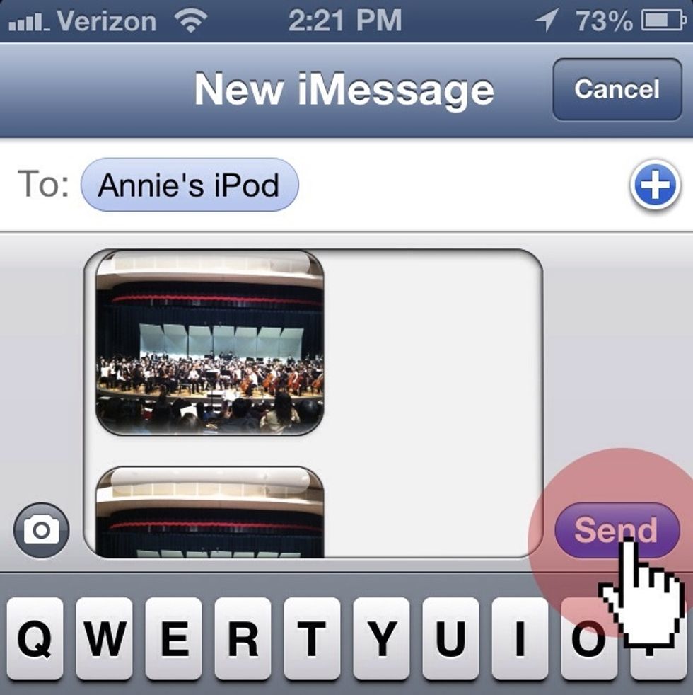 Now all your photos are pasted on your message. Press "Send" to send your pictures!