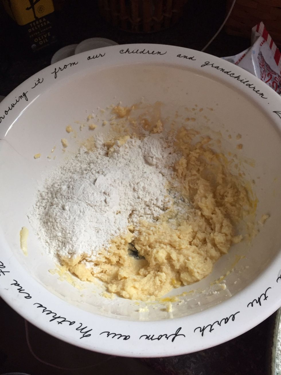 Now alternate mixing your flour and milk into your butter mixture. Beat until well blended.