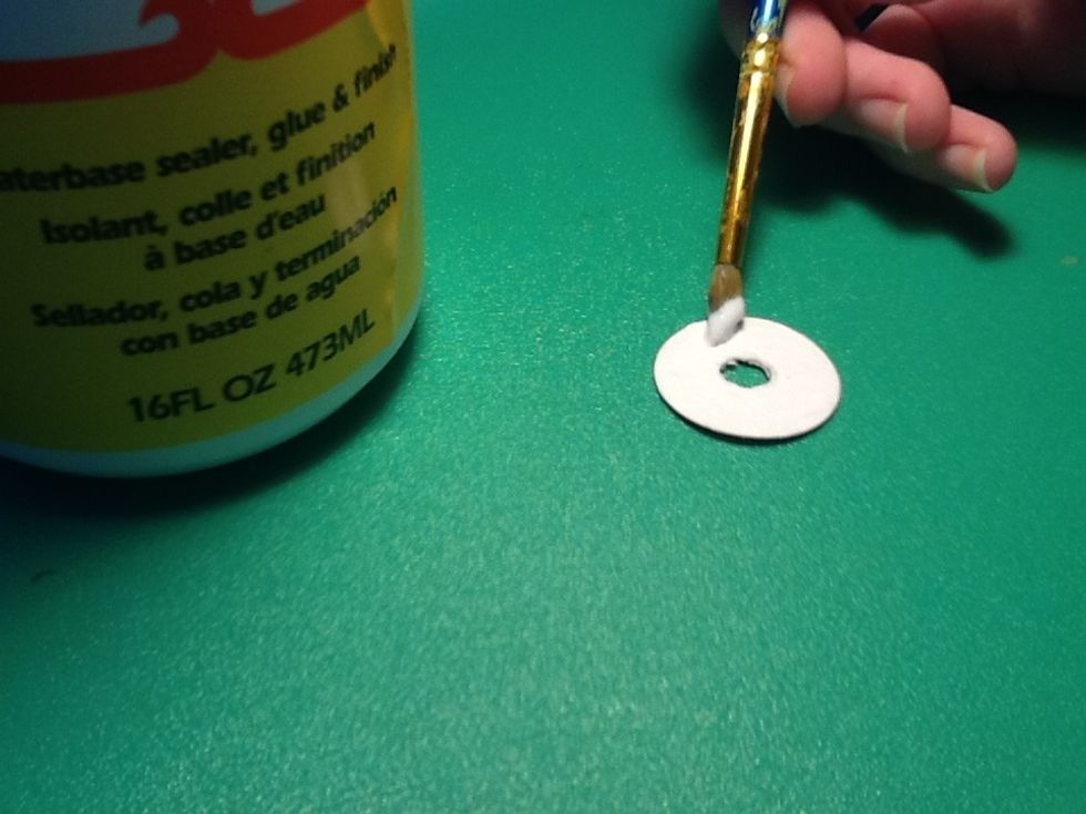 Now apply the "Mod Podge" (waterbase sealer,Glue & Finish)
