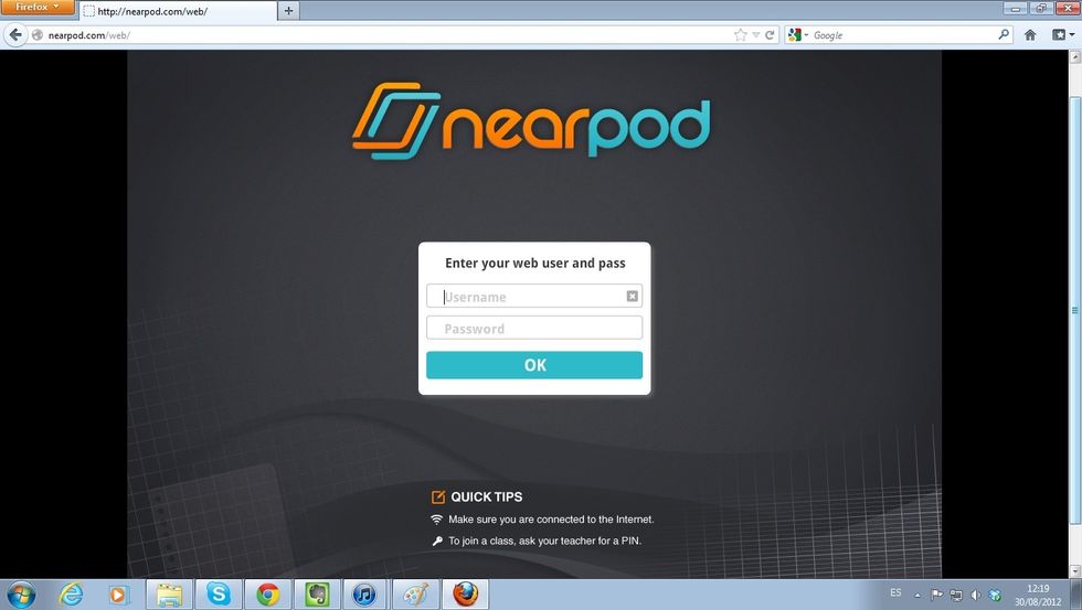 Now, ask your students to go to www.nearpod.com/web on their MACs or PCs.  They need to enter the username and password provided to the school IT Administrator in the Nearpod School Edition.