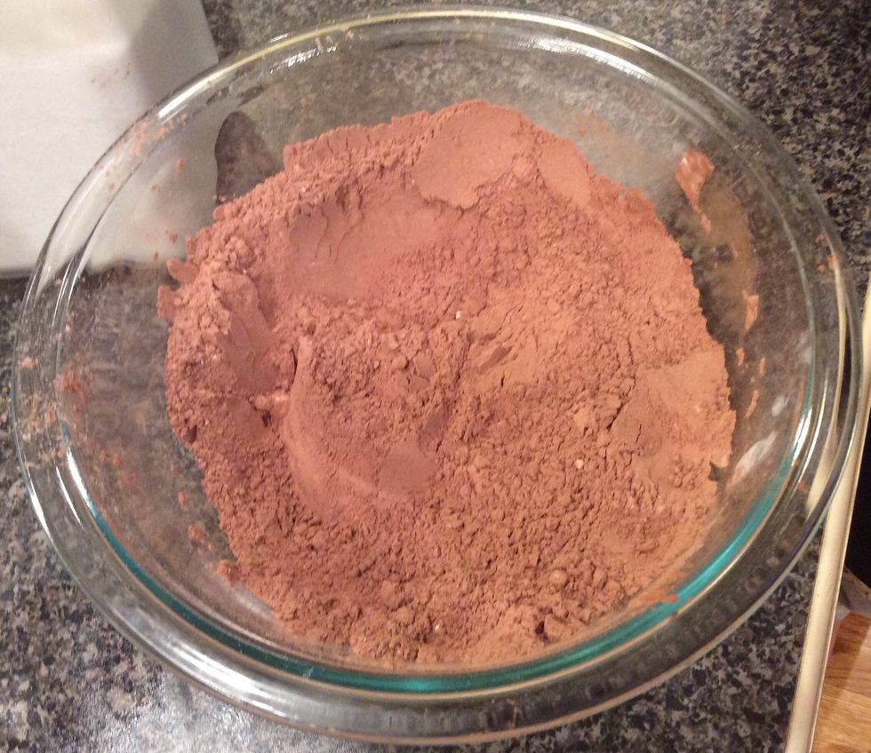 Now, assemble all of your dry ingredients in a new bowl and mix them all together.