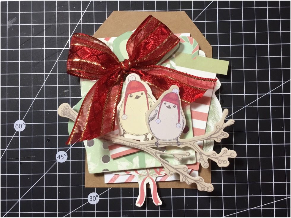 Now, attach the Penguin and branch from the Sweet Peppermint Ephemera set, as shown.