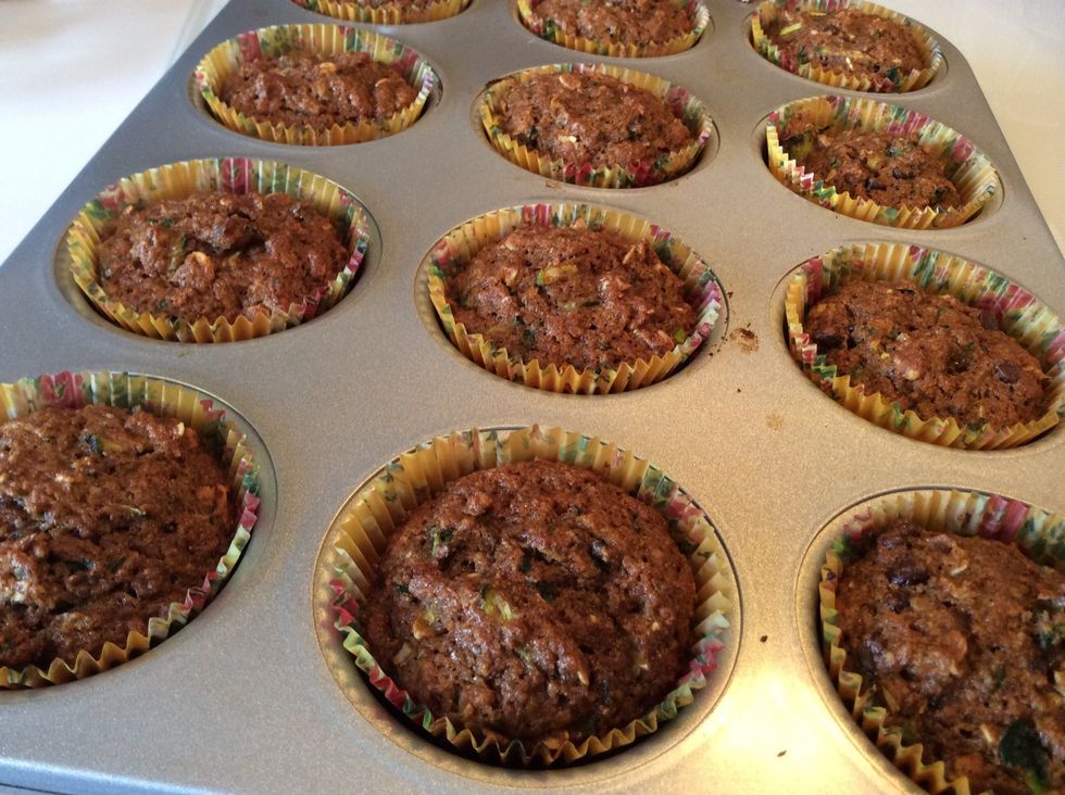 Now back to our yummy muffins, once they're baked, (insert a knife, to test) remove from the oven and let cool.