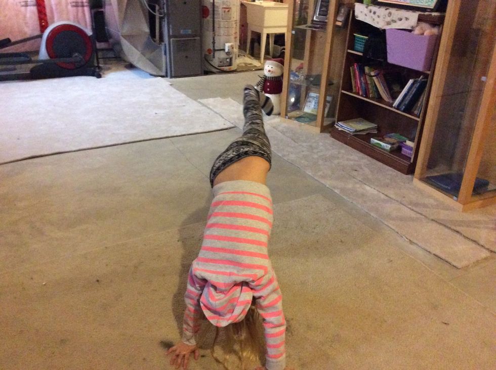 Now bend down and bring your back leg up and put both hands down