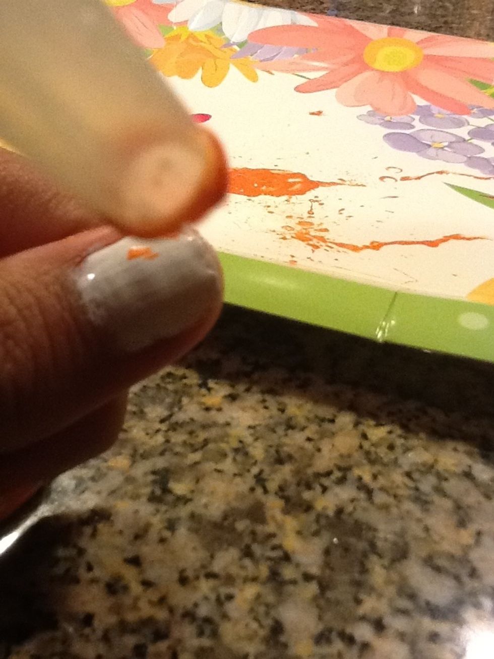 Now blow on the straw to get the splatter effect