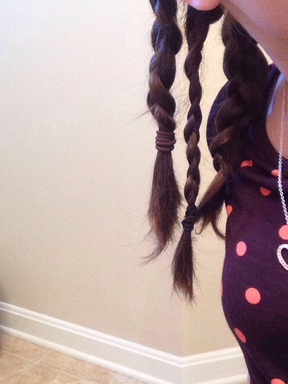 Now, braid each section and tie it off.