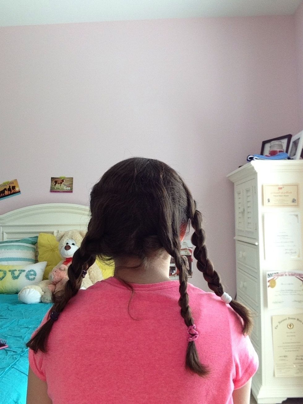 Now, braid your hair. The smaller the braids, the bigger the waves will be. Braid as close to the root as possible.