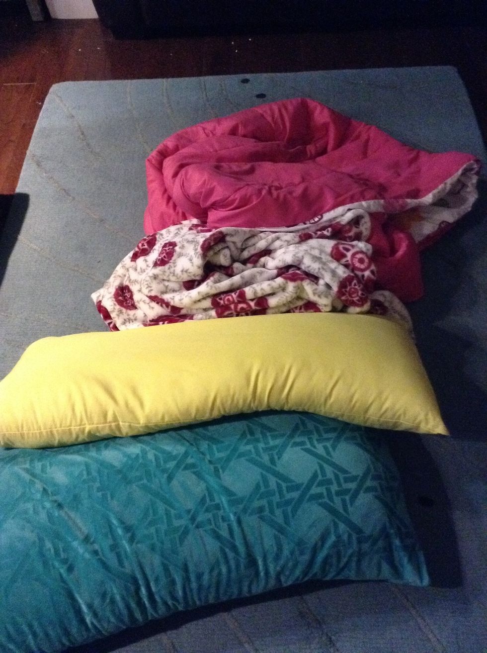 Now bring down some pillows and blankets and make a...