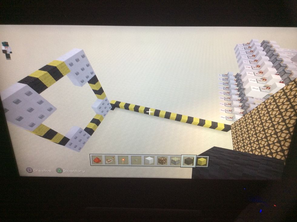 Now build the four 3x3 button pads.  Note: do not build the black and yellow lines they are just there to show you how far away every thing is.