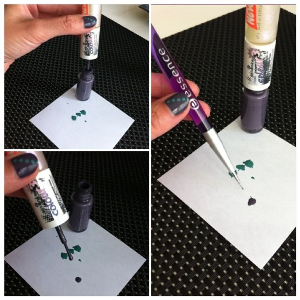 Now choose the other colour and make a blob on the same piece of paper. Use your dotter to dip into it.