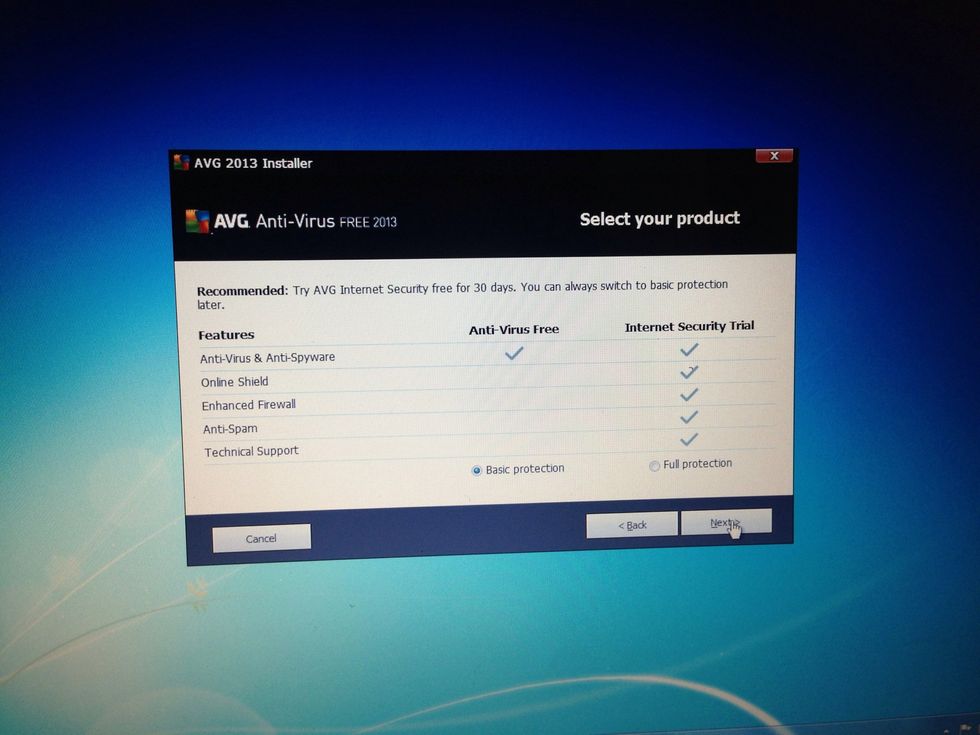 Now, click the "next" button
