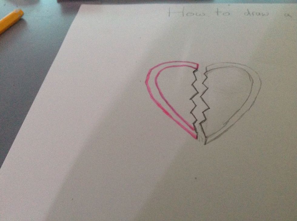 Now colour the outline of one half.