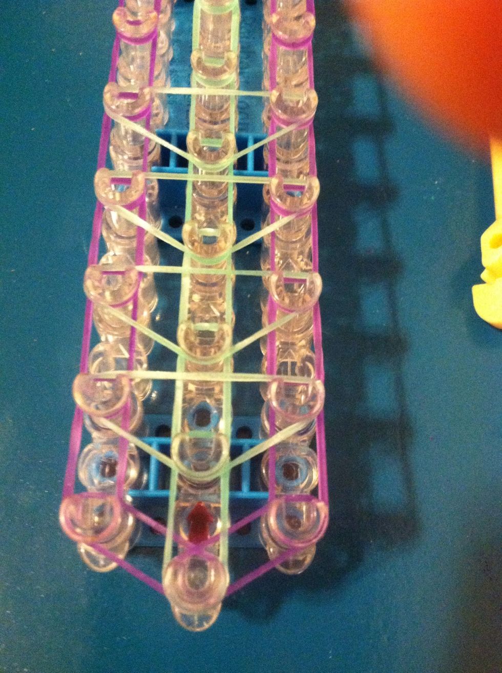 Now continue up with triangles to the top