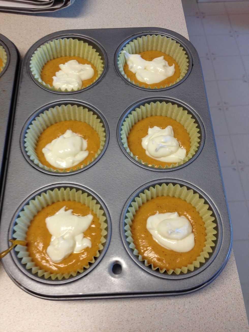 Now cover cupcakes with remaining batter
