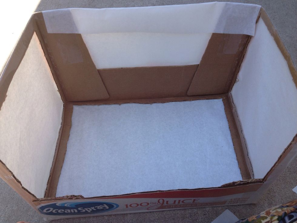 Now cover up the cardboard showing on the inside...