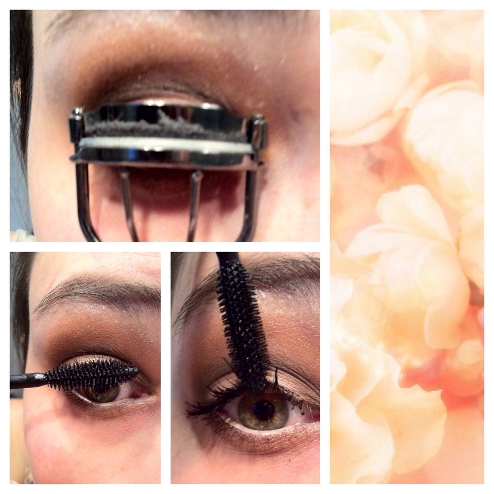 Now curl your lashes and apply mascara. I then took the brush and applied the mascara vertically. So I made some lashes pop out more. But this step is up to you!