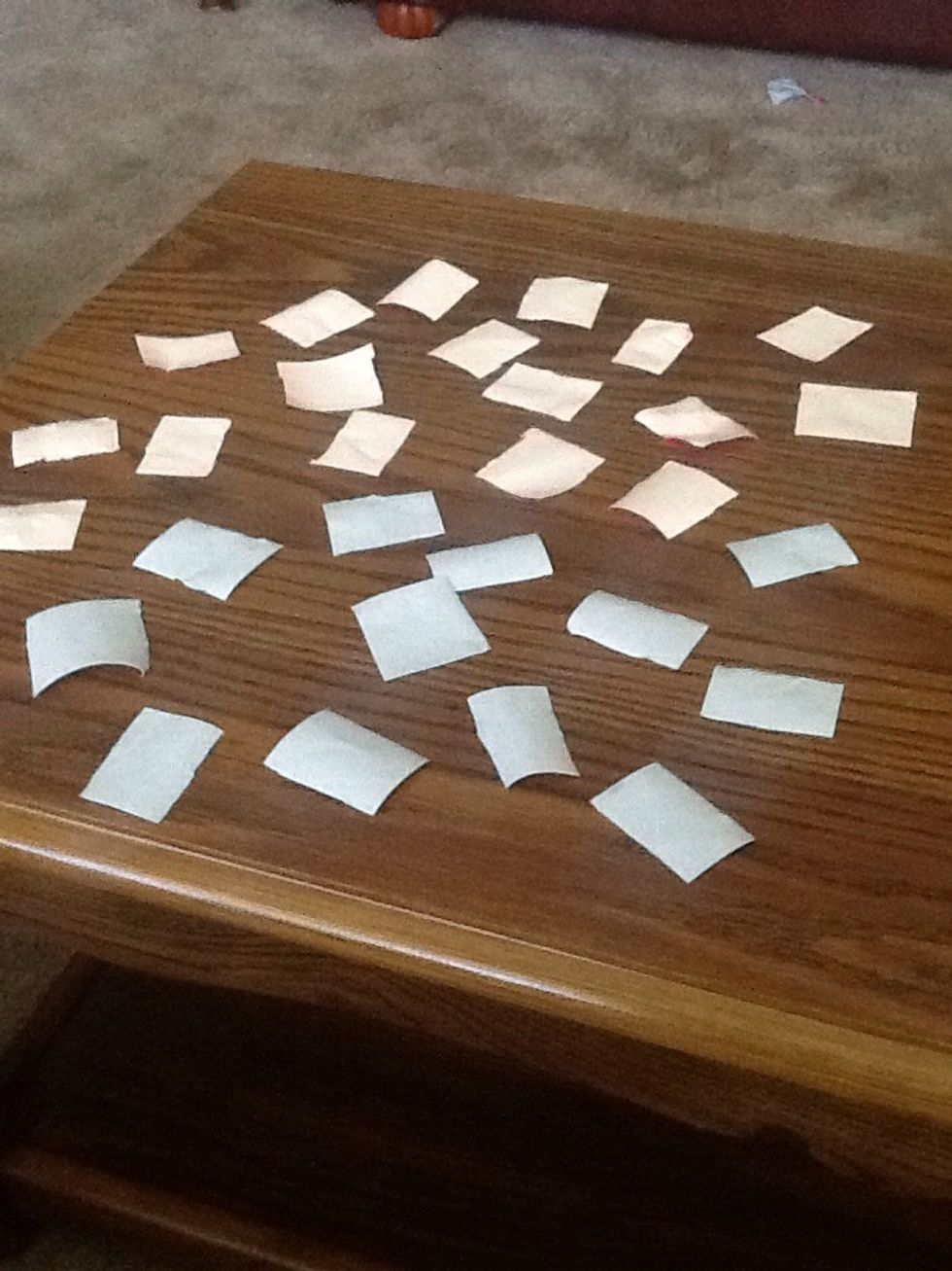 now cut a bunch of pieces of tape of each color for the pedals