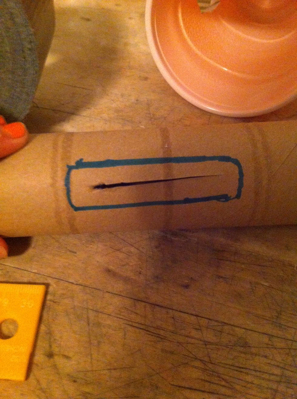 Now cut a slit inside that rectangle