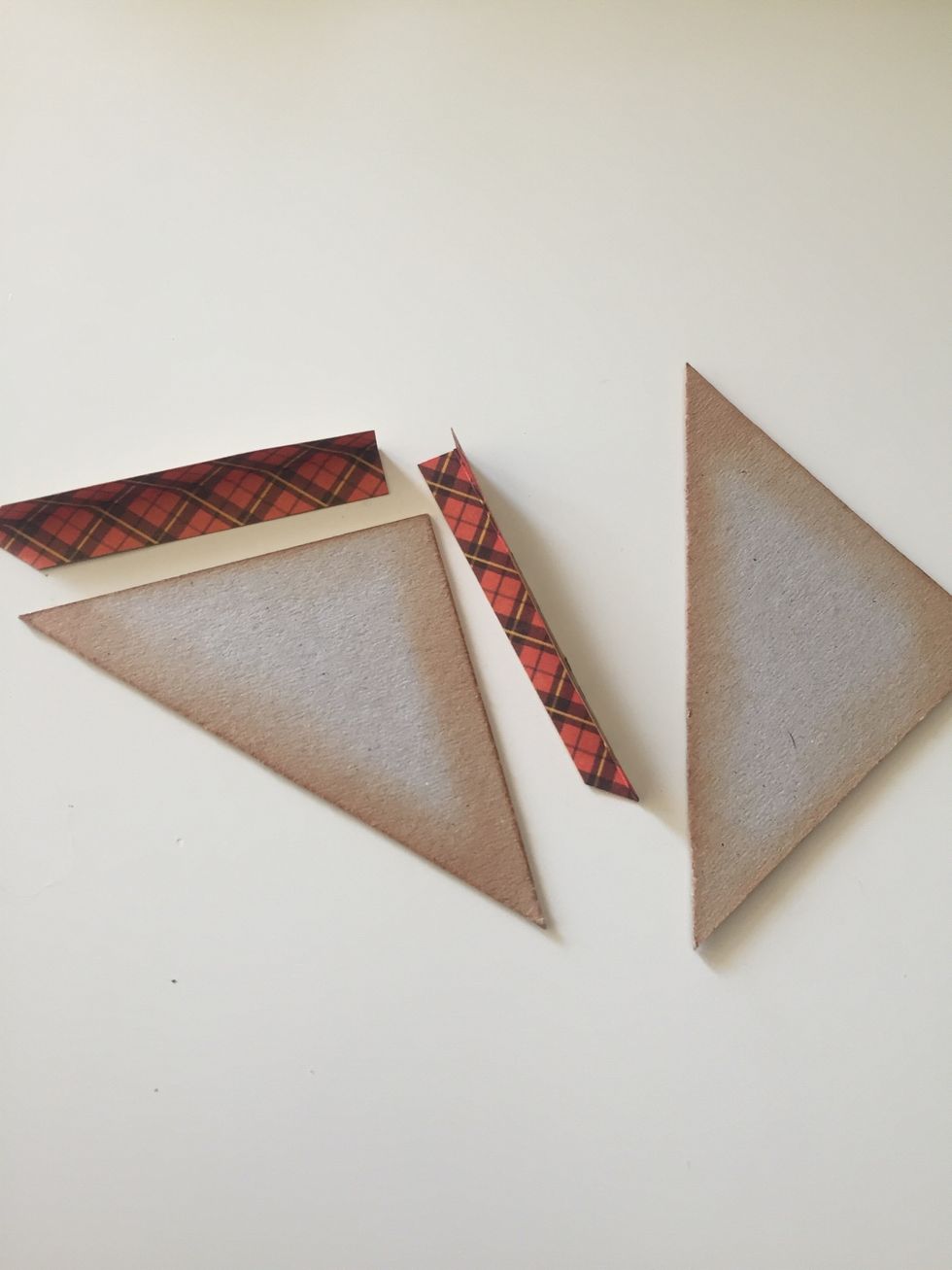 Now cut four stripes of paper and score them