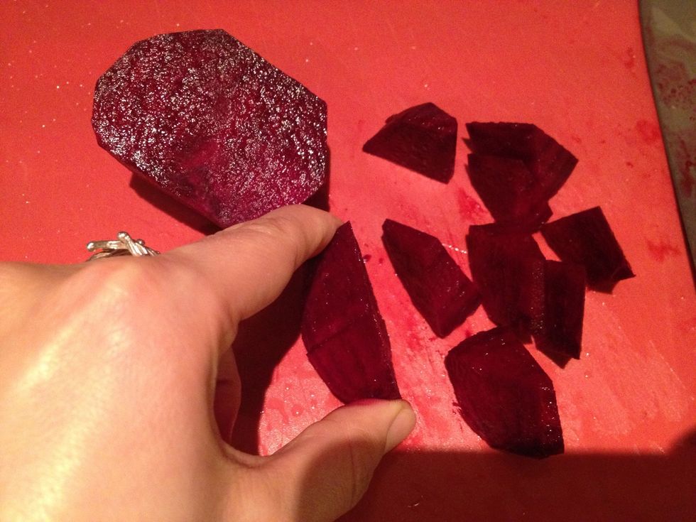 Now cut in an angle so that you end up with small wedges