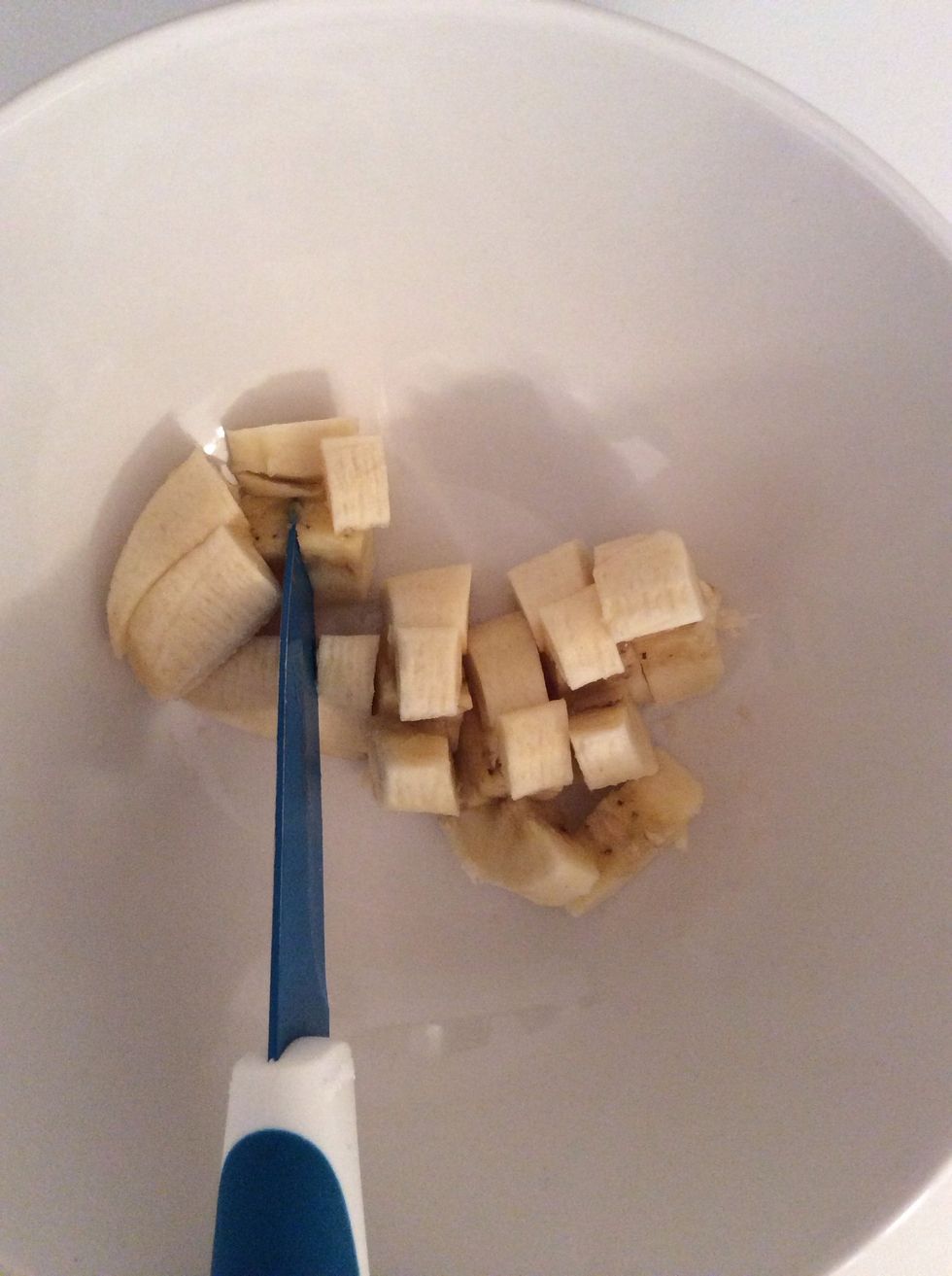 Now cut it into small "cubes" (or pieces if you will.)