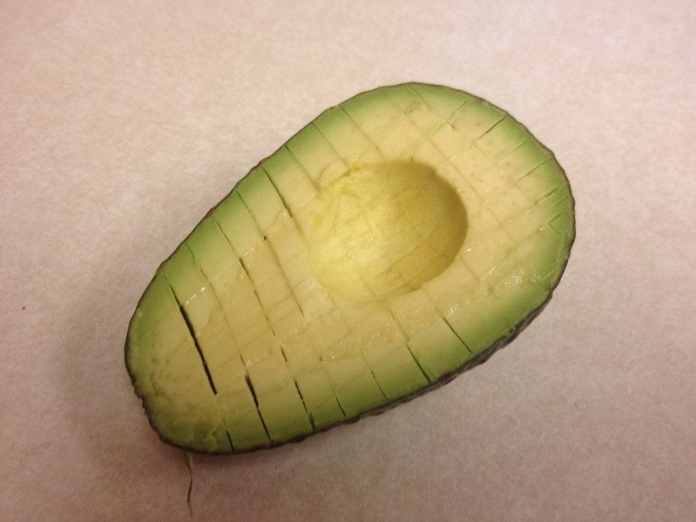 Now cut lines diagonally without piercing the skin.