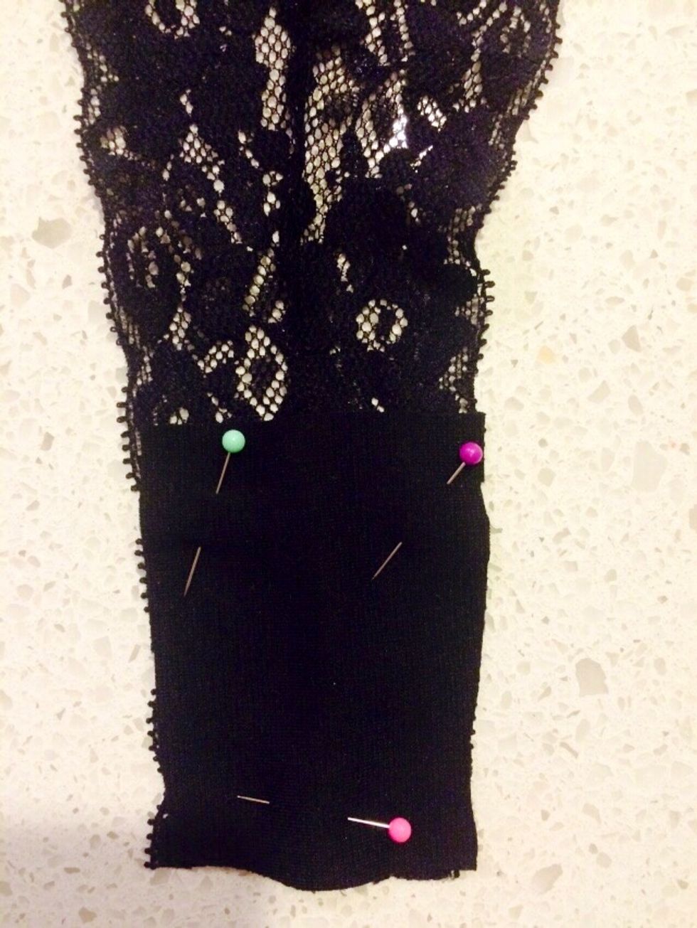 Now cut the cotton fabric in a triangle shape so it matches the crotch section of your undies. Zig-zag sew along all edges EXCEPT the bottom edge which will connect with the back piece.