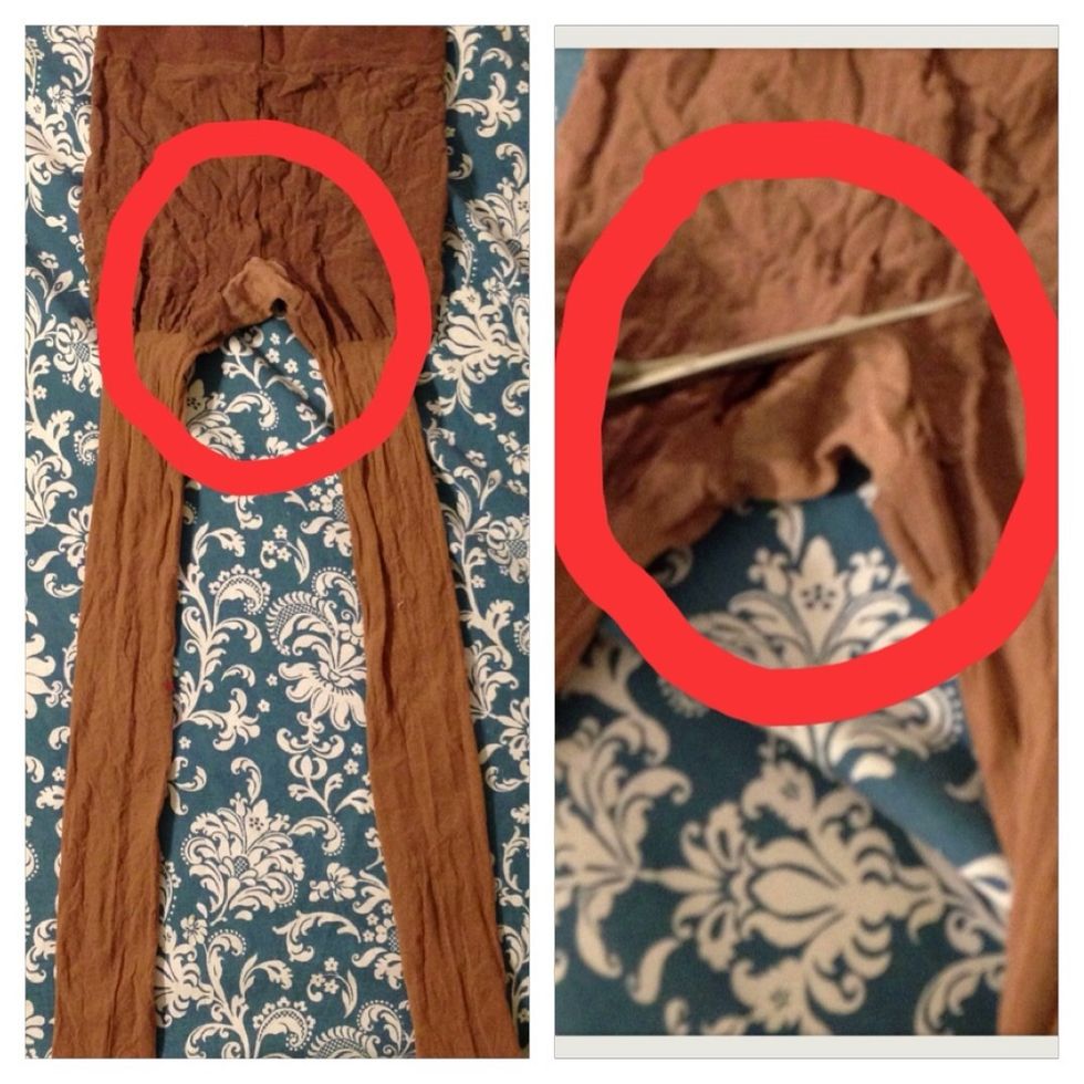 Now, cut the crotch panel along the seam. I would suggest using a pair of tights with the panel if you are doing this for the first time. I have a video of the cutting process on page 6.